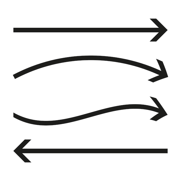 Arrow movement icon Direction flow symbol Wavy arrow concept Vector navigation illustration