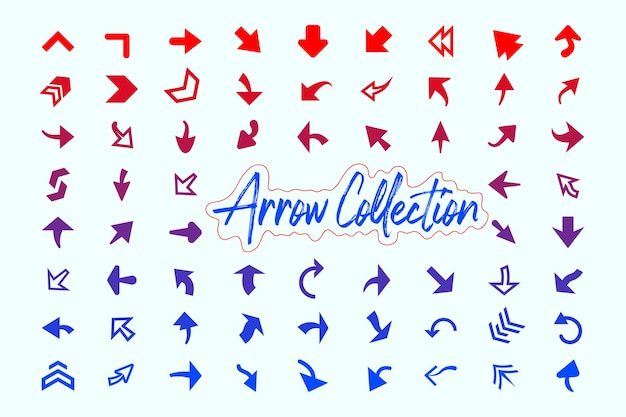 Arrow random multiple colors vector objects set Pointing up left right down for multiple direction