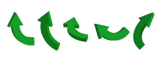 Arrow set Green 3d arrow Vector isometric arrow set isolated on white background