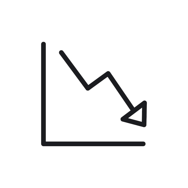 Arrow trenddown icon isolated on white background