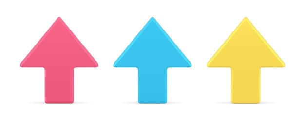 Arrow up cursor interface click web pointer upward direction geometric symbol 3d icon set vector
