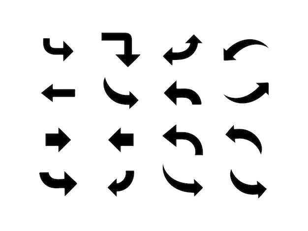 Arrows icon set in various directions for UI design