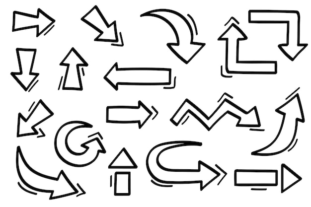 Arrows line hand drawn doodle collectionVector illustration