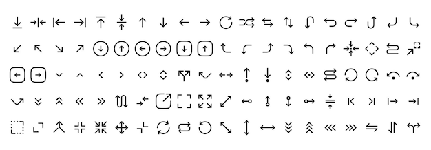 Arrows set of 100 black icons Arrow icon Arrow vector collection Arrow Cursor Modern simple arr