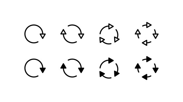 Arrows update icons set Linear style Vector icons