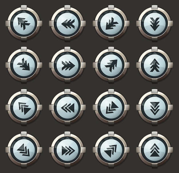 Arrows vector stylish round buttons for mobile applications and web