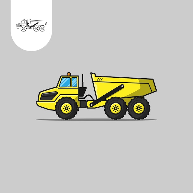 Articulated cump truck vector