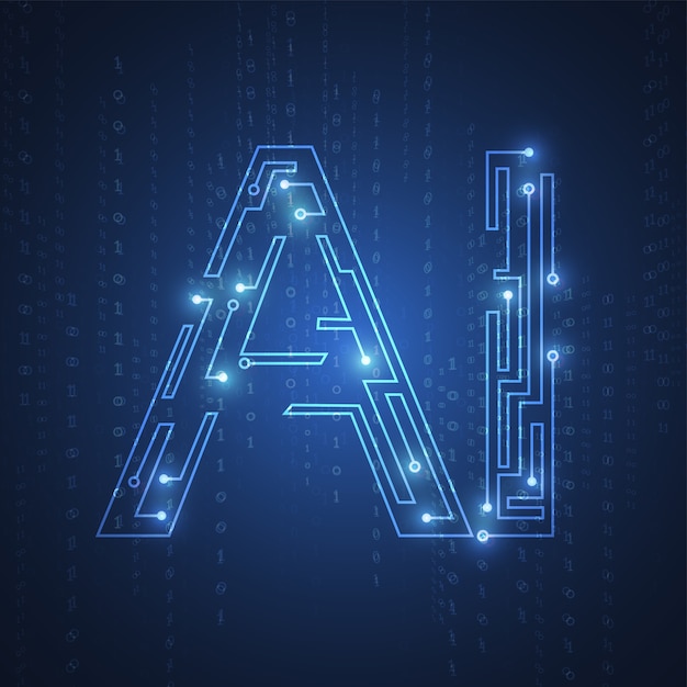 Artificial intelligence. Abstract geometric with circuit board