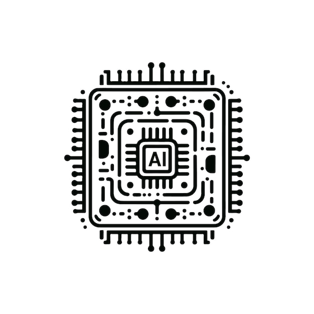 Artificial intelligence AI chip icon vector symbol AI system icon vector illustration