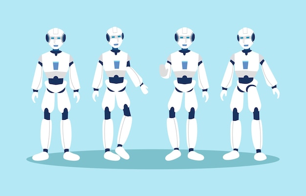 Artificial intelligence AI Robot Cartoon characters design Vector