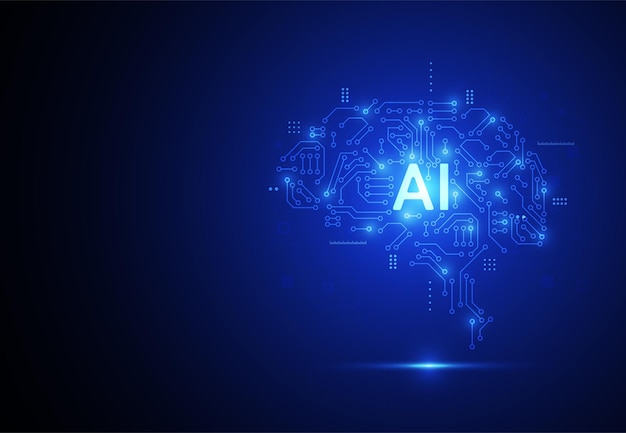 artificial intelligence brain chipset on circuit board in futuristic concept technology artwork for web banner card cover vector illustration