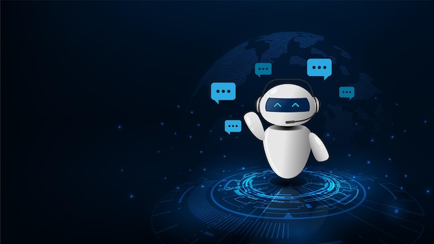 Artificial intelligence chat bot concept Futuristic digital technology innovation background