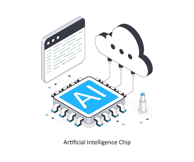 Artificial intelligence chip isometric stock illustration EPS File stock illustration