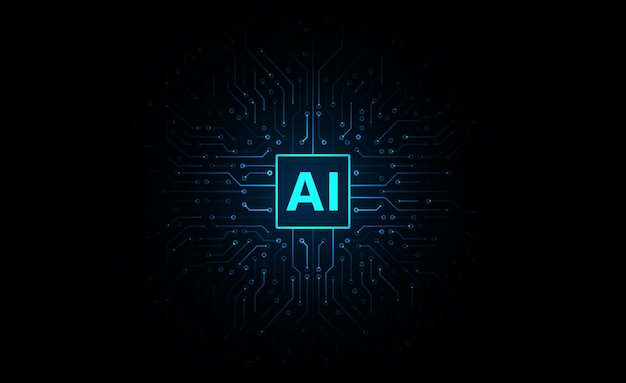 artificial intelligence chipset on circuit board futuristic concept hightech technology background