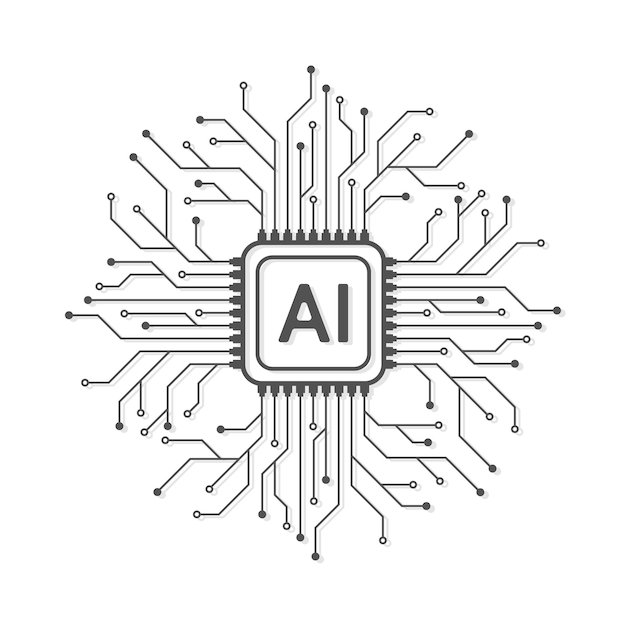 Artificial intelligence circuit line style Machine learning design Smart network digital technology AI Vector illustration