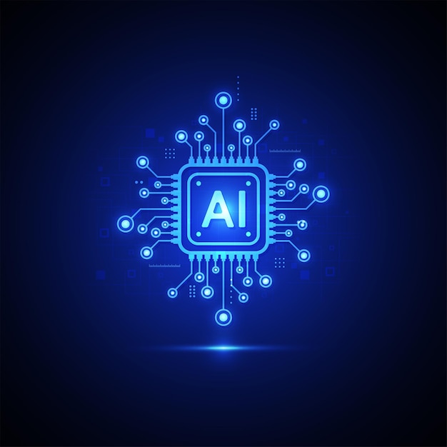 Artificial intelligence circuit line style Machine learning design Smart network digital