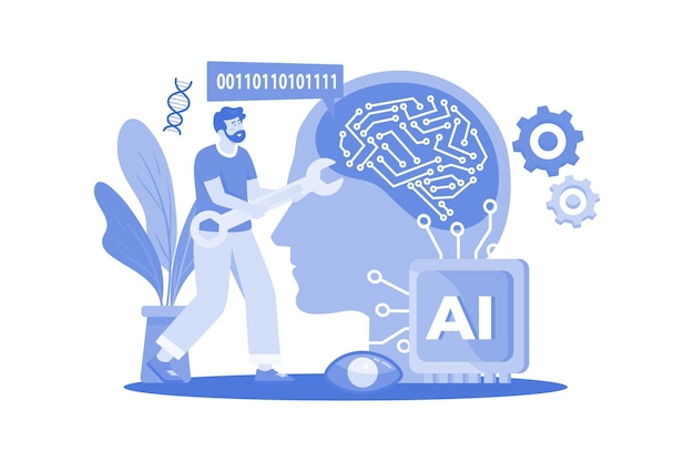 Artificial Intelligence Engineer Illustration concept on a white background
