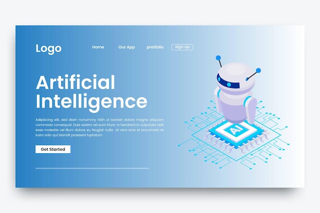 Artificial intelligence landing page ui design template