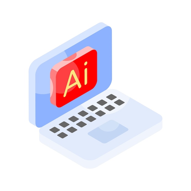 Artificial intelligence laptop isometric icon easy to use and download
