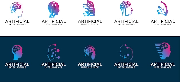 Artificial intelligence logo future technology logo vector smart man future technology