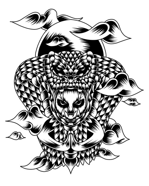 Artwork Illustration Humans With Snake Abilities Line Art
