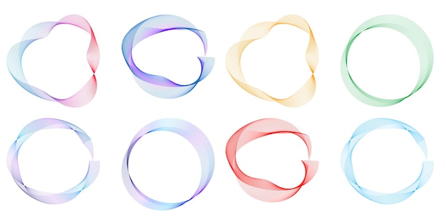 Aseta design element circle Eristettyjä lihavoituja vektorivärejä kultainen rengas abstraktista hehkusta, aaltoilevia raitoja monista kimaltelevista pyörteistä, jotka on luotu käyttämällä Blend Tool -vektorikuvitusta EPS10 esitystäsi varten