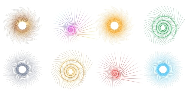 Aseta design element circle Eristettyjä lihavoituja vektorivärejä kultainen rengas abstraktista hehkusta, aaltoilevia raitoja monista kimaltelevista pyörteistä, jotka on luotu käyttämällä Blend Tool -vektorikuvitusta EPS10 esitystäsi varten