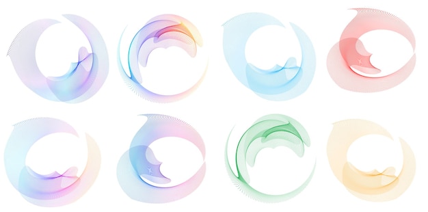 Aseta design element circle Eristettyjä lihavoituja vektorivärejä kultainen rengas abstraktista hehkusta, aaltoilevia raitoja monista kimaltelevista pyörteistä, jotka on luotu käyttämällä Blend Tool -vektorikuvitusta EPS10 esitystäsi varten