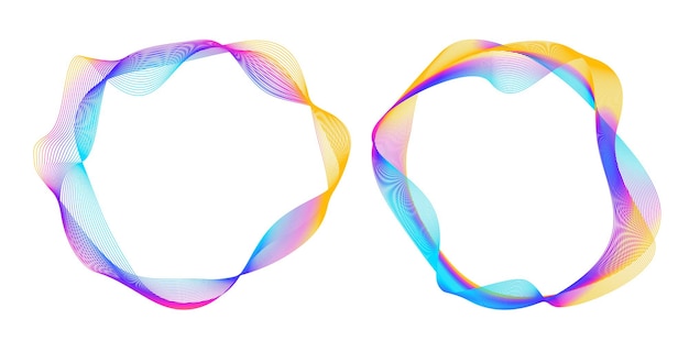 Aseta design element circle Eristettyjä lihavoituja vektorivärejä kultainen rengas abstraktista hehkusta, aaltoilevia raitoja monista kimaltelevista pyörteistä, jotka on luotu käyttämällä Blend Tool -vektorikuvitusta EPS10 esitystäsi varten