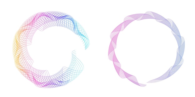 Aseta design element circle Eristettyjä lihavoituja vektorivärejä kultainen rengas abstraktista hehkusta, aaltoilevia raitoja monista kimaltelevista pyörteistä, jotka on luotu käyttämällä Blend Tool -vektorikuvitusta EPS10 esitystäsi varten