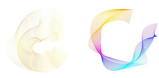 Aseta design element circle Eristettyjä lihavoituja vektorivärejä kultainen rengas abstraktista hehkusta, aaltoilevia raitoja monista kimaltelevista pyörteistä, jotka on luotu käyttämällä Blend Tool -vektorikuvitusta EPS10 esitystäsi varten