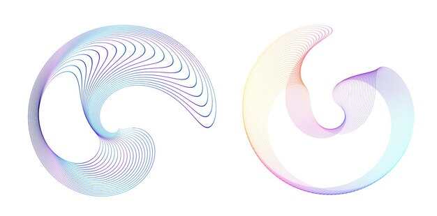 Aseta design element circle Eristettyjä lihavoituja vektorivärejä kultainen rengas abstraktista hehkusta, aaltoilevia raitoja monista kimaltelevista pyörteistä, jotka on luotu käyttämällä Blend Tool -vektorikuvitusta EPS10 esitystäsi varten