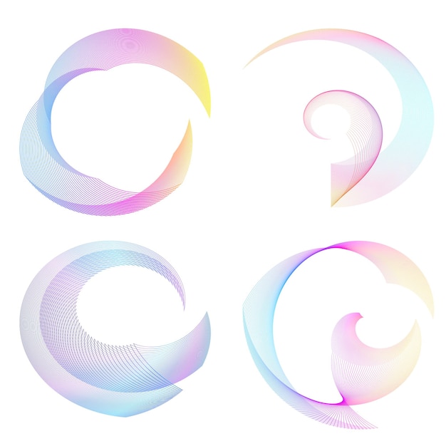 Aseta design element circle Eristettyjä lihavoituja vektorivärejä kultainen rengas abstraktista hehkusta, aaltoilevia raitoja monista kimaltelevista pyörteistä, jotka on luotu käyttämällä Blend Tool -vektorikuvitusta EPS10 esitystäsi varten