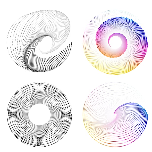 Aseta design element circle Eristettyjä lihavoituja vektorivärejä kultainen rengas abstraktista hehkusta, aaltoilevia raitoja monista kimaltelevista pyörteistä, jotka on luotu käyttämällä Blend Tool -vektorikuvitusta EPS10 esitystäsi varten