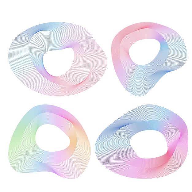 Aseta design element circle Eristettyjä lihavoituja vektorivärejä kultainen rengas abstraktista hehkusta, aaltoilevia raitoja monista kimaltelevista pyörteistä, jotka on luotu käyttämällä Blend Tool -vektorikuvitusta EPS10 esitystäsi varten