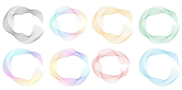 Aseta design element circle Eristettyjä lihavoituja vektorivärejä kultainen rengas abstraktista hehkusta, aaltoilevia raitoja monista kimaltelevista pyörteistä, jotka on luotu käyttämällä Blend Tool -vektorikuvitusta EPS10 esitystäsi varten