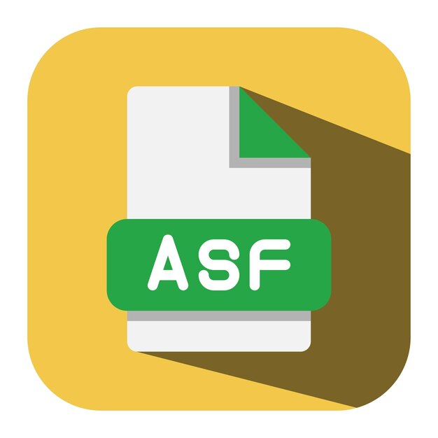 Asf file type flat icon simple and elegant flat video extension vector illustration