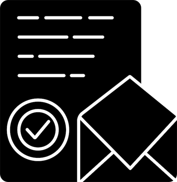 Assurance letter solid glyph vector illustration