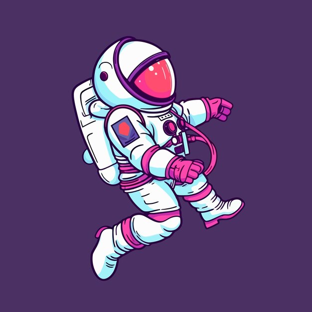 astronaut walking in planet space exploring science technology future cartoon vector illustration