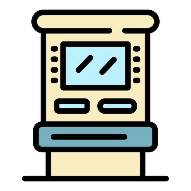 atm machine icon outline atm machine vector icon color flat isolated