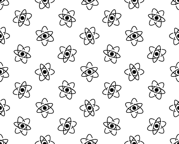 atom icon seamless pattern on white background vector illustration