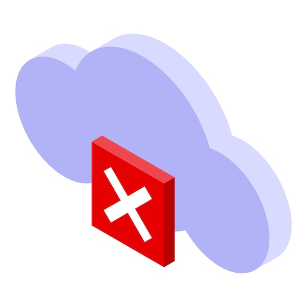 Authentication cloud data error icon Isometric of authentication cloud data error vector icon for web design isolated on white background