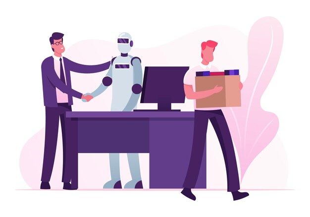 Automation, Futuristic Technologies and Artificial Intelligence Concept. Cartoon Flat Illustration