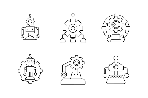 automation icon line art vector