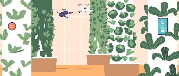 Automation Of Crop Production Involves Using Technology Like Drones Robots And Ai To Perform Tasks Such As Planting Harvesting And Monitoring Crops Increasing Efficiency And Yield Vector