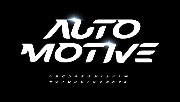 Automotive alphabet letter font modern logo typography speed race and active sport vector
