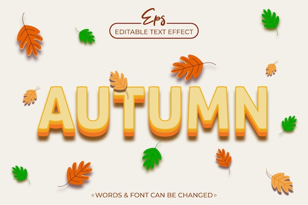 autumn editable text effect template with fall leaf