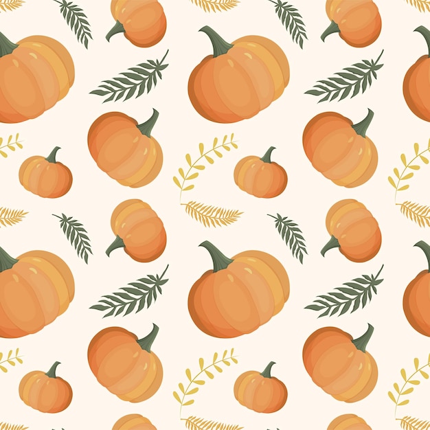 Autumn pattern with pumpkin Autumn background vector seamless pattern