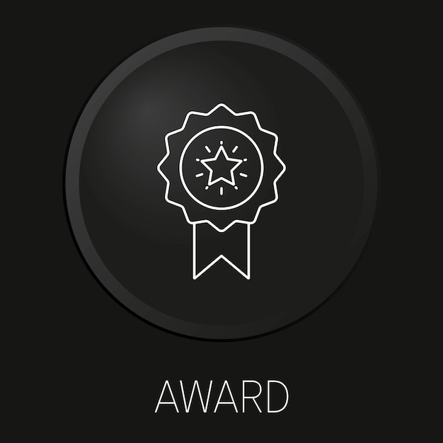 award minimal vector line icon on 3d button isolated on black background premium vector