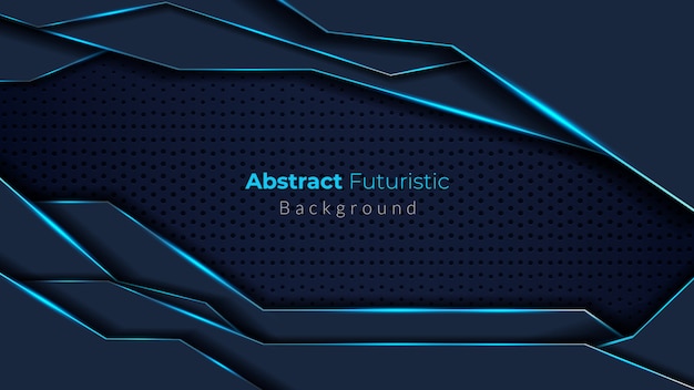 Awesome dark abstract futuristic background with dark blue overlap layers